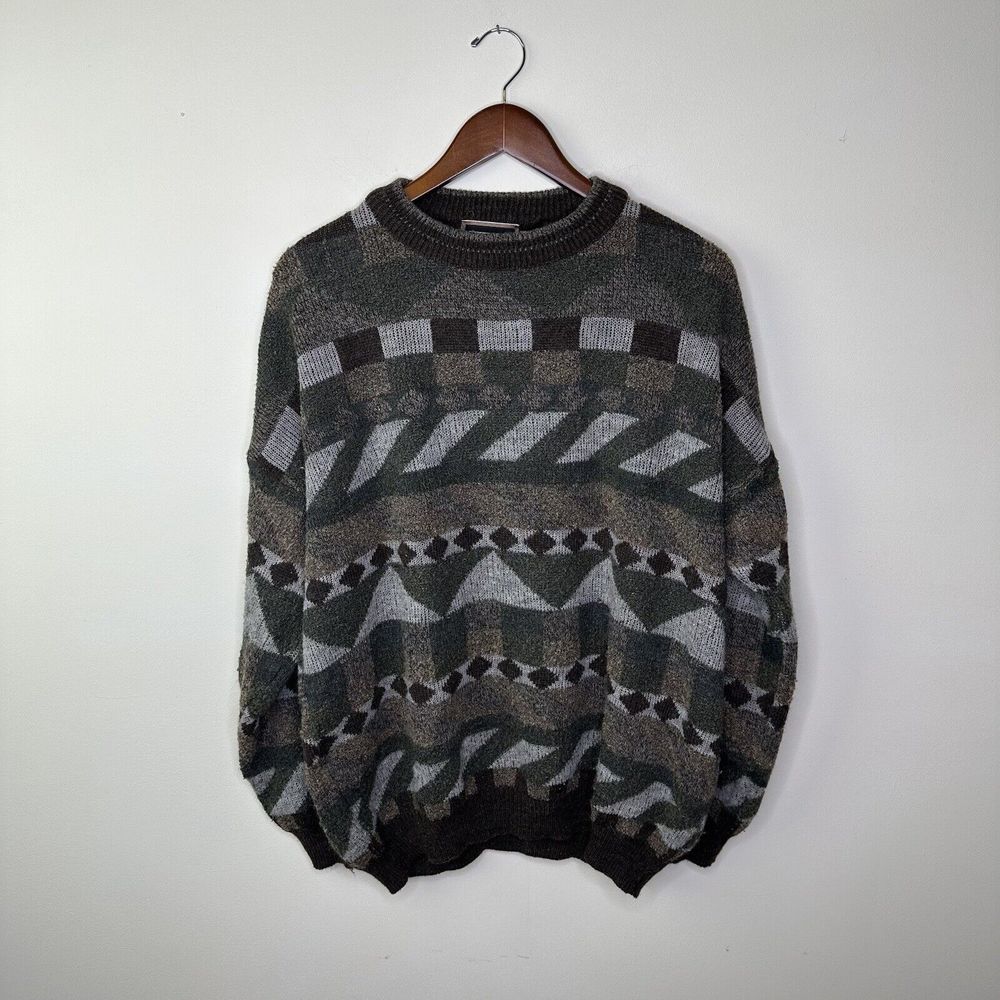 Vintage Bachrach men Sweater MEN XLT Wool Blend Cosby style Made in Italy